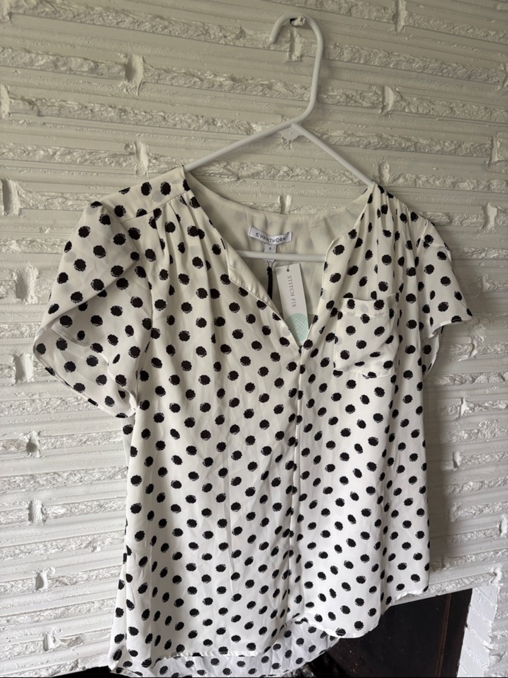 41 Hawthorn White Blouse with Black Polka Dots